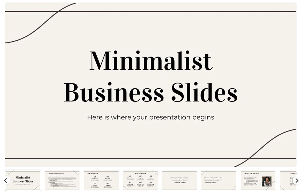 Mẫu slide thuyết trình phong cách tối giản cho doanh nghiệp - Minimalist Business Slides.